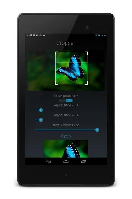 Screenshot with a butterfly from uCrop