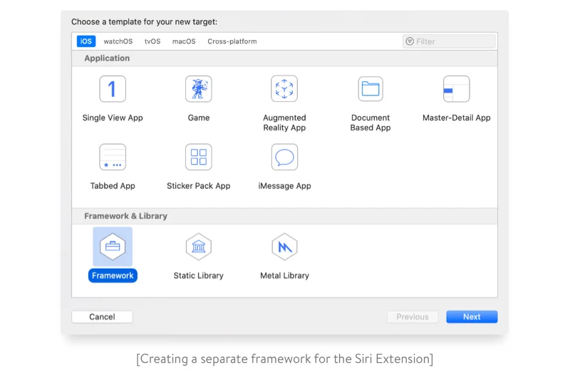 Сreating separate framework for Siri extension