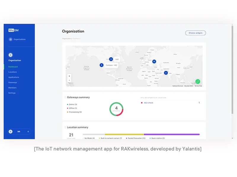 The IoT network management app for Rakwireless developed by Yalantis