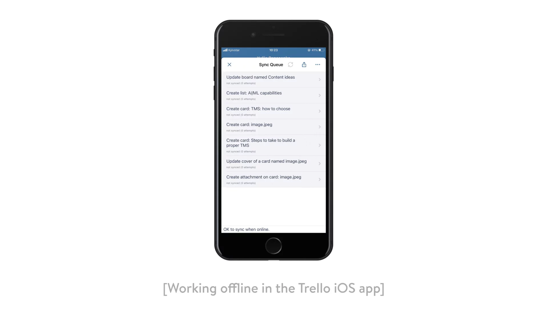 Trello app offline syncing