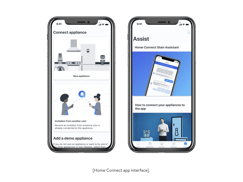 Home connect app interface
