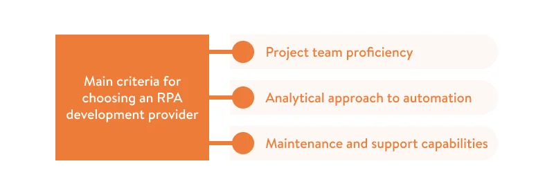 Main criteria for choosing an RPA development provider