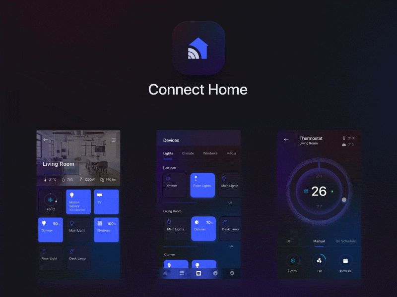 Connect home app design by Yalantis
