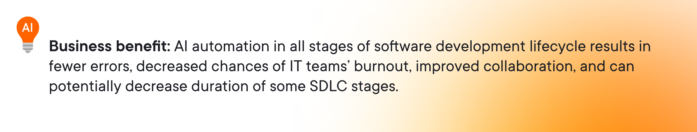 Business benefit AI SDLC