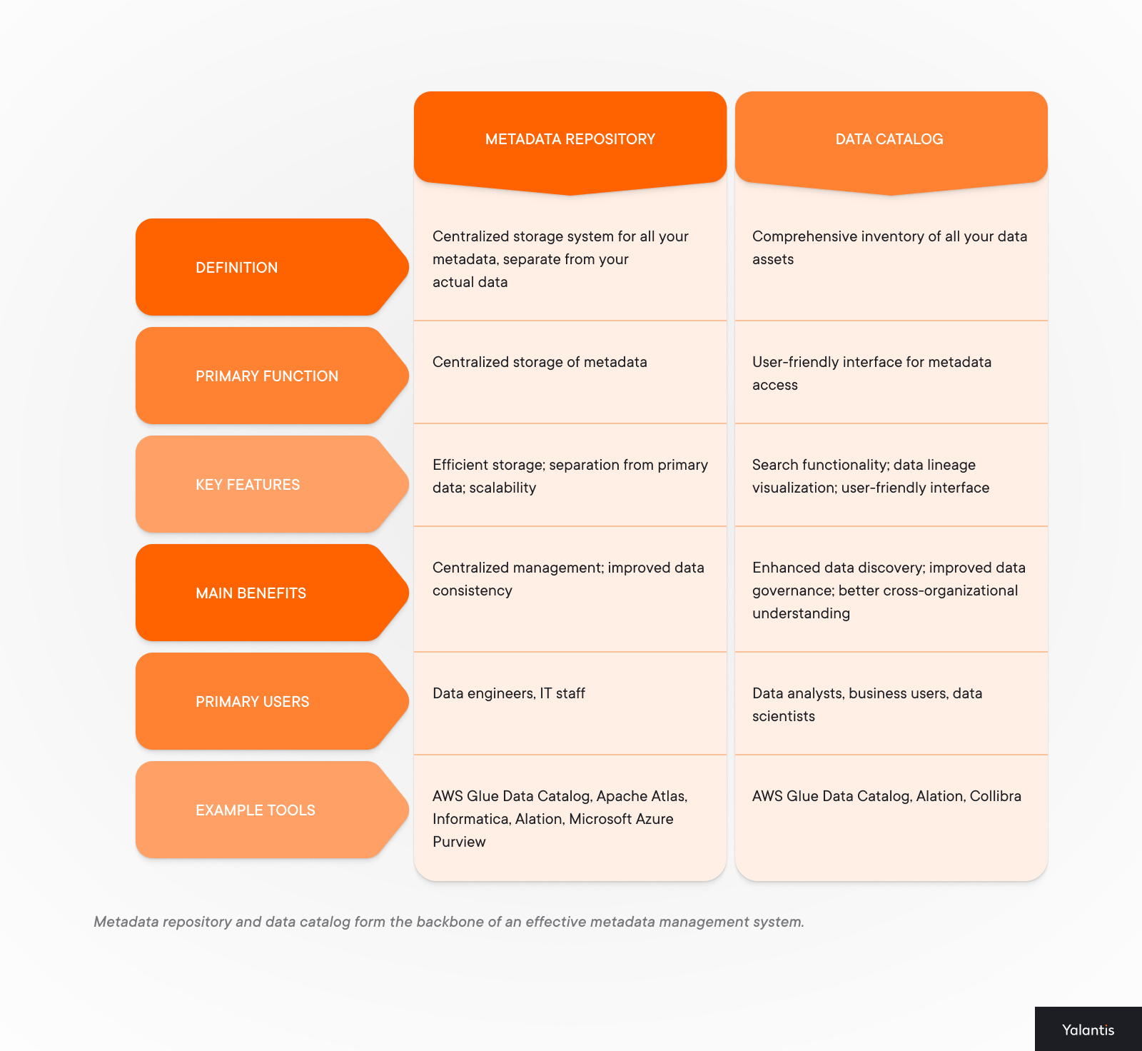Metadata repository and data catalog form the backbone of an effective metadata management system